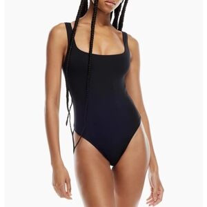 Babaton Black Ribbed Tank Top Bodysuit Top Size L